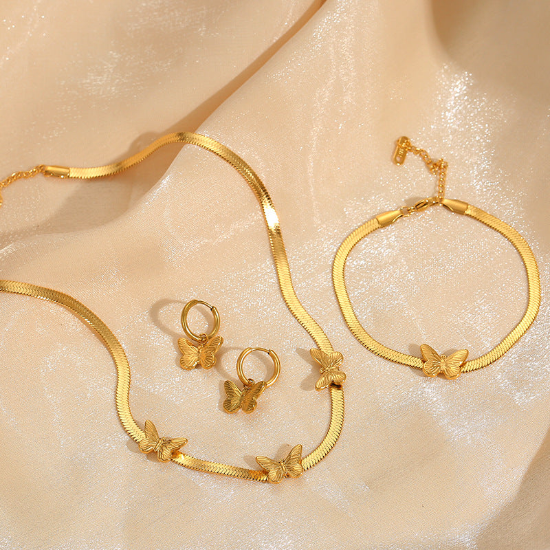 Schmetterlingsarmband Damen 18K Gold Schlangenkette Schmuck