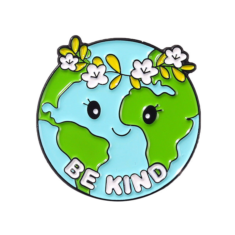 Broche creativo con forma de Tierra de dibujos animados para proteger el planeta