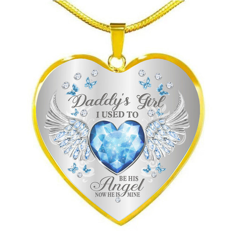 Collar de epoxy con colgante de corazón y alas de ángel con piedra de nacimiento de 12 colores