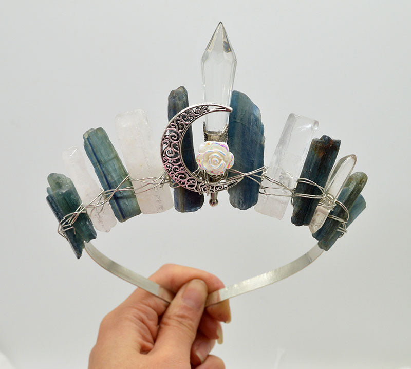 Natürliche Kristall-Säule, handgefertigte Kronen-Haaraccessoires