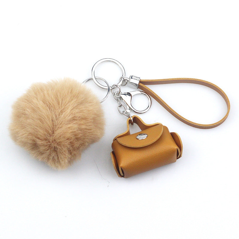Llavero de bolso de cuero creativo con adornos de moda