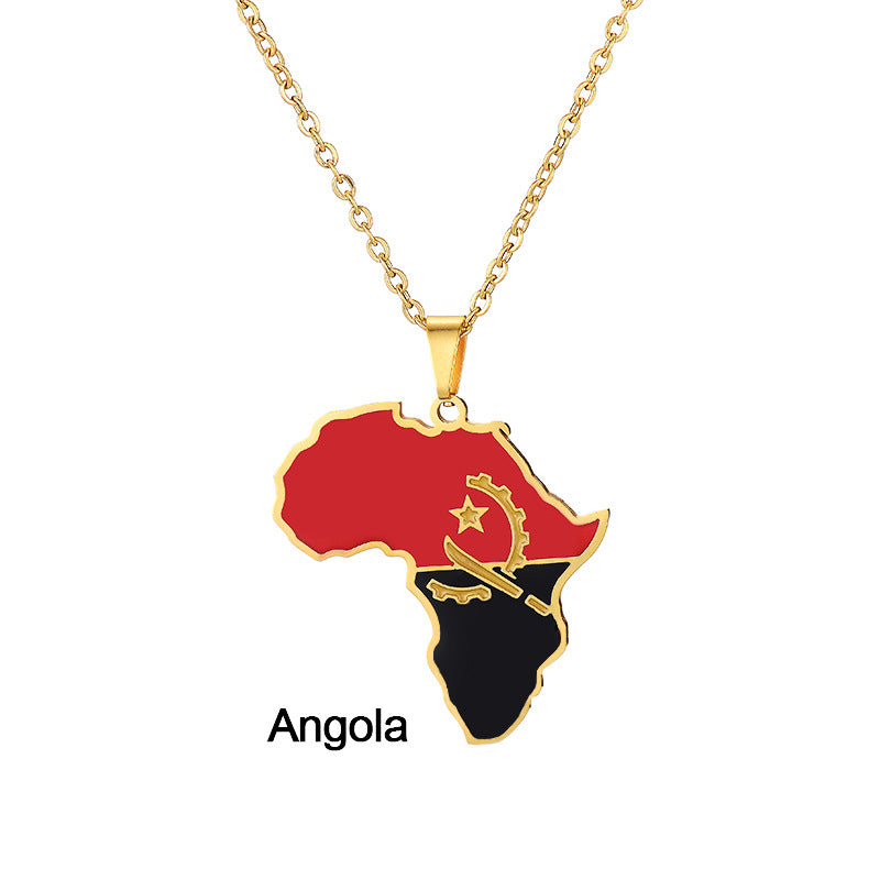 Collar con Colgante de Mapa de África Acero Inoxidable Joyería Ghana Nigeria
