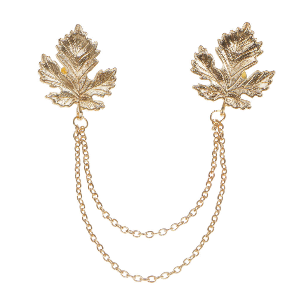 Men's Vintage Chain Fringe Maple Leaf Brooch