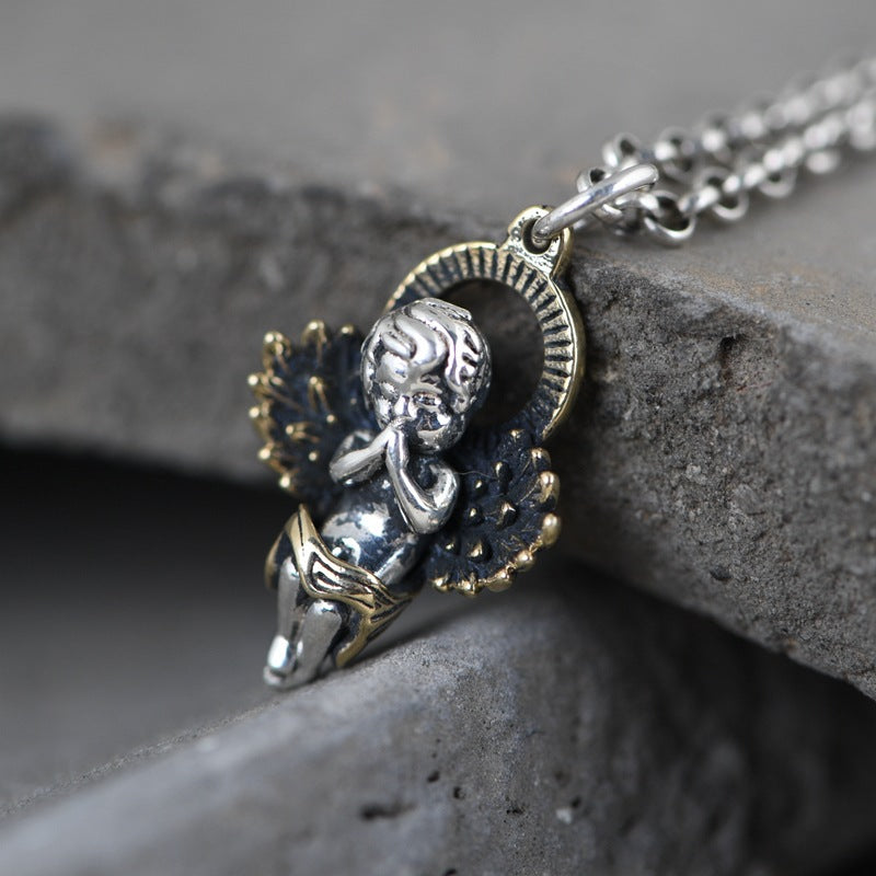 Fashion S925 Silver Vintage Silver Angel Pendant