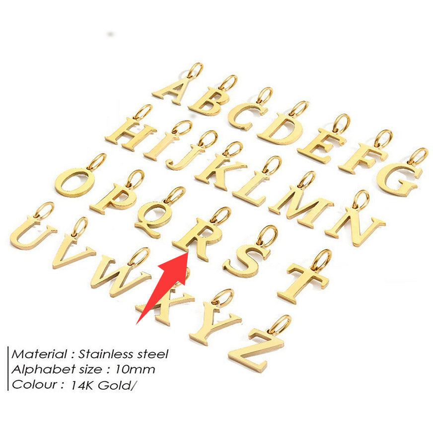 26-letter Hanging Stainless Steel Letter Necklace