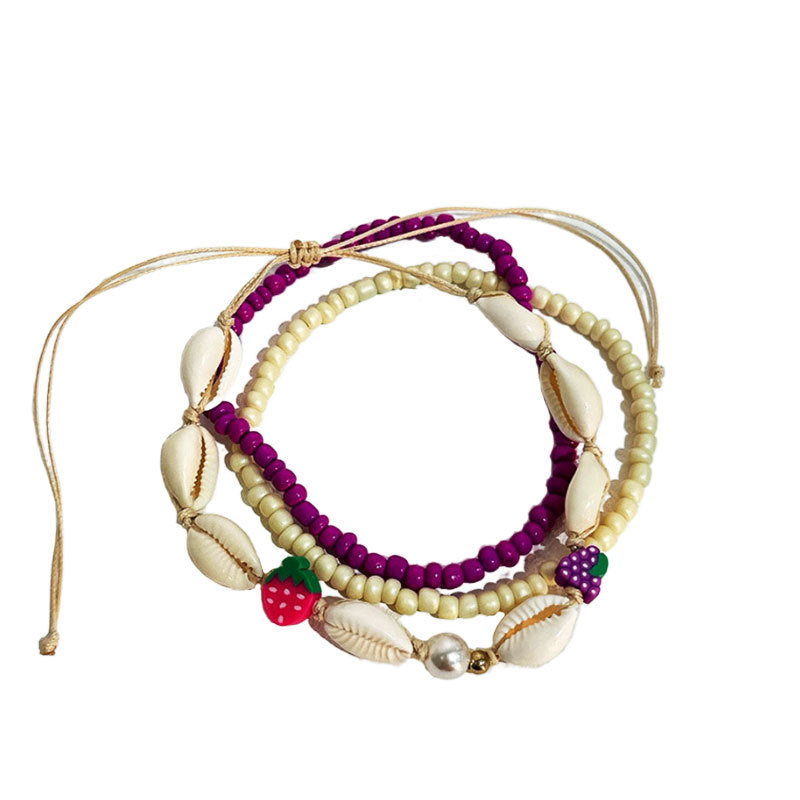Adornos para pies Bohemia Color Perla Concha de Estrella de Mar Colgante Tobillera Adorno de Estilo de Playa Femenino