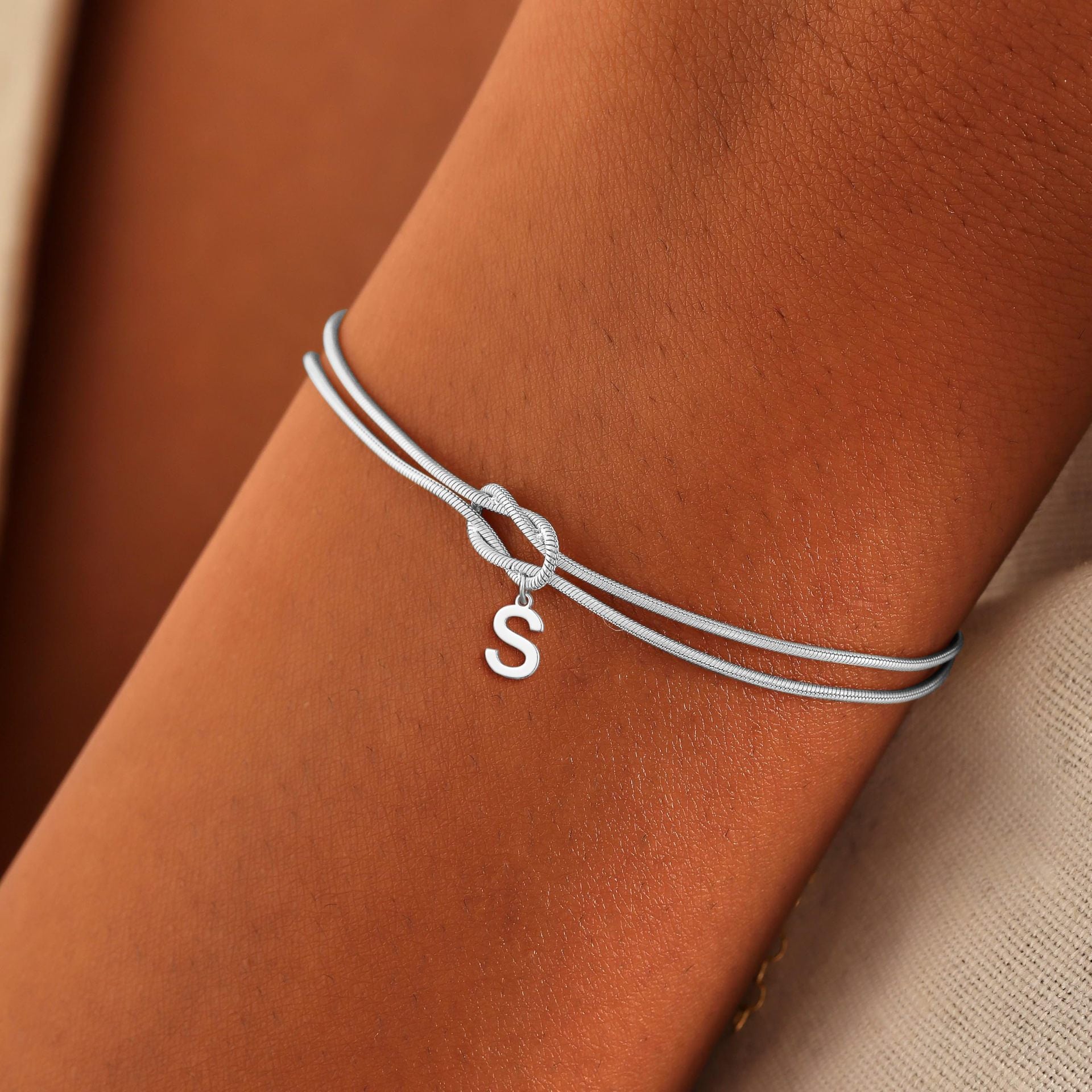 English A- Z Uppercase 26 Letters Knotted Bracelet For Couple