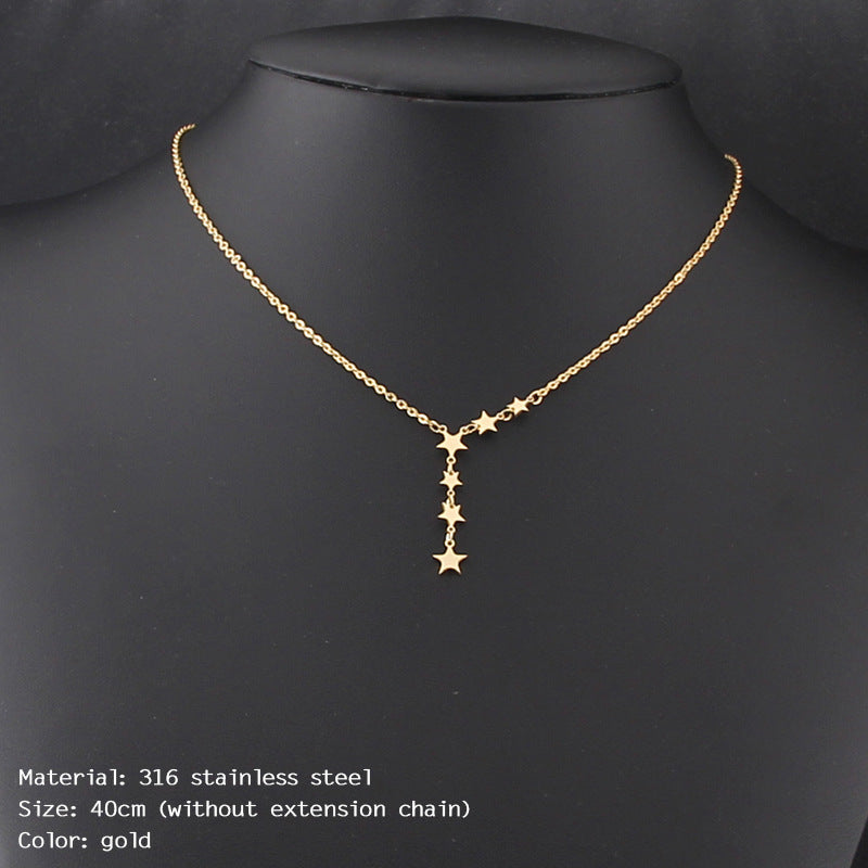 Kreuzperlen-Halskette Schlüsselbeinkette Gold