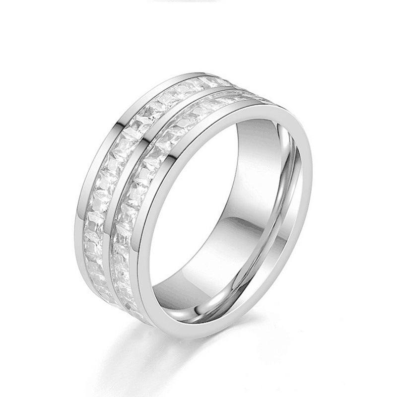 Anillos de diamantes de imitación de moda para mujer Anillo de acero inoxidable