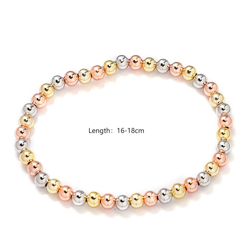 Copper Bead Bracelet Three Colors Copper Bead Elastic Adjustable All-match Bracelet Women