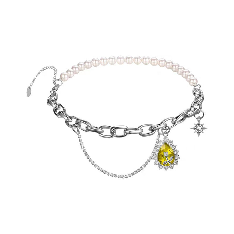 Damenmode Strass Spleißen Perlenkette