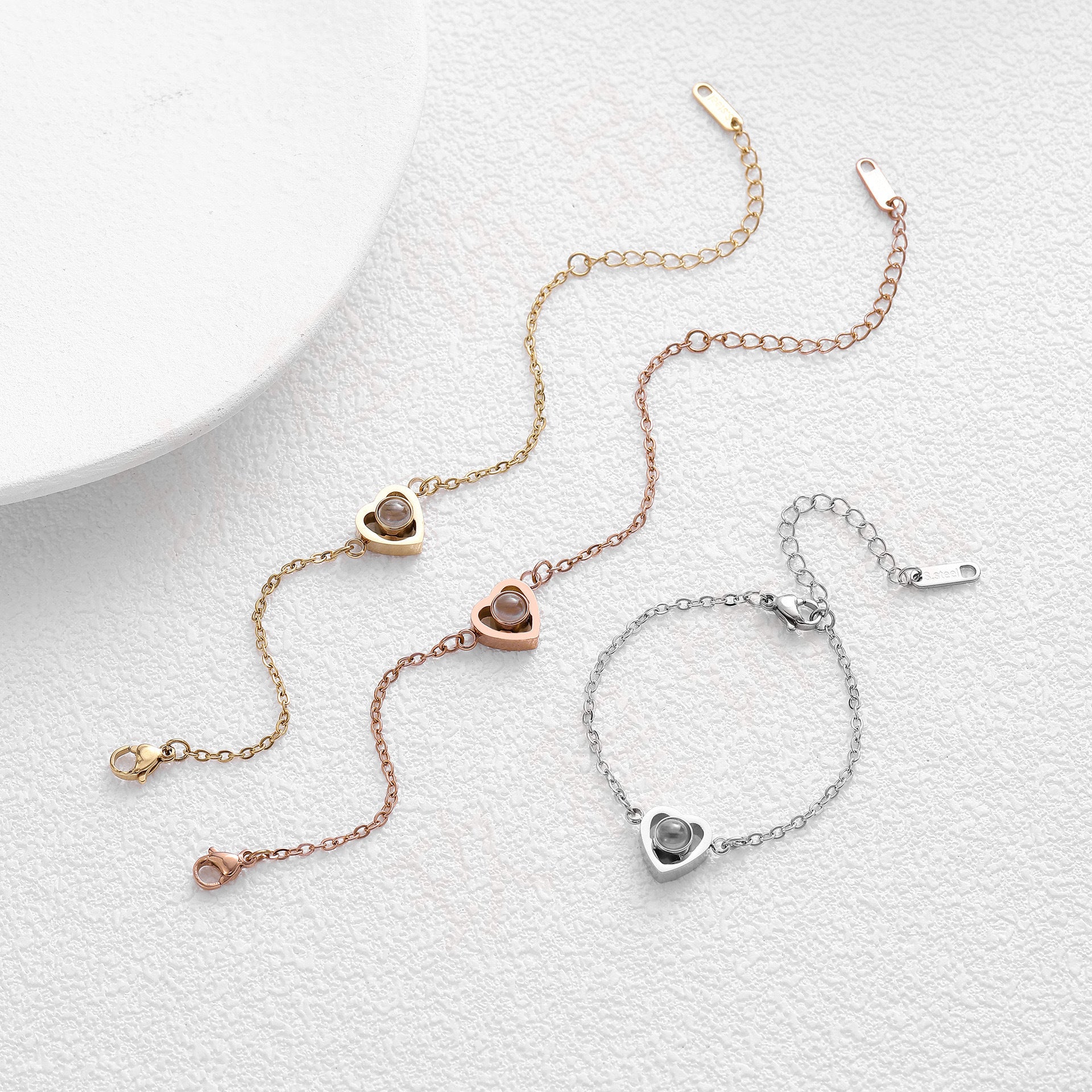 DIY Photo Projection Stone Love Bracelet In  Languages