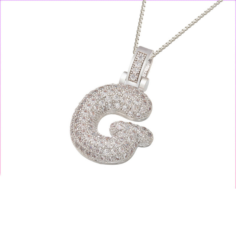 Schlüsselbeinkette Kupfer Mikro-intarsierte Zirkon 26 Buchstaben-Anhänger-Halskette für Frauen Geburtstag Schmuck Geschenke
