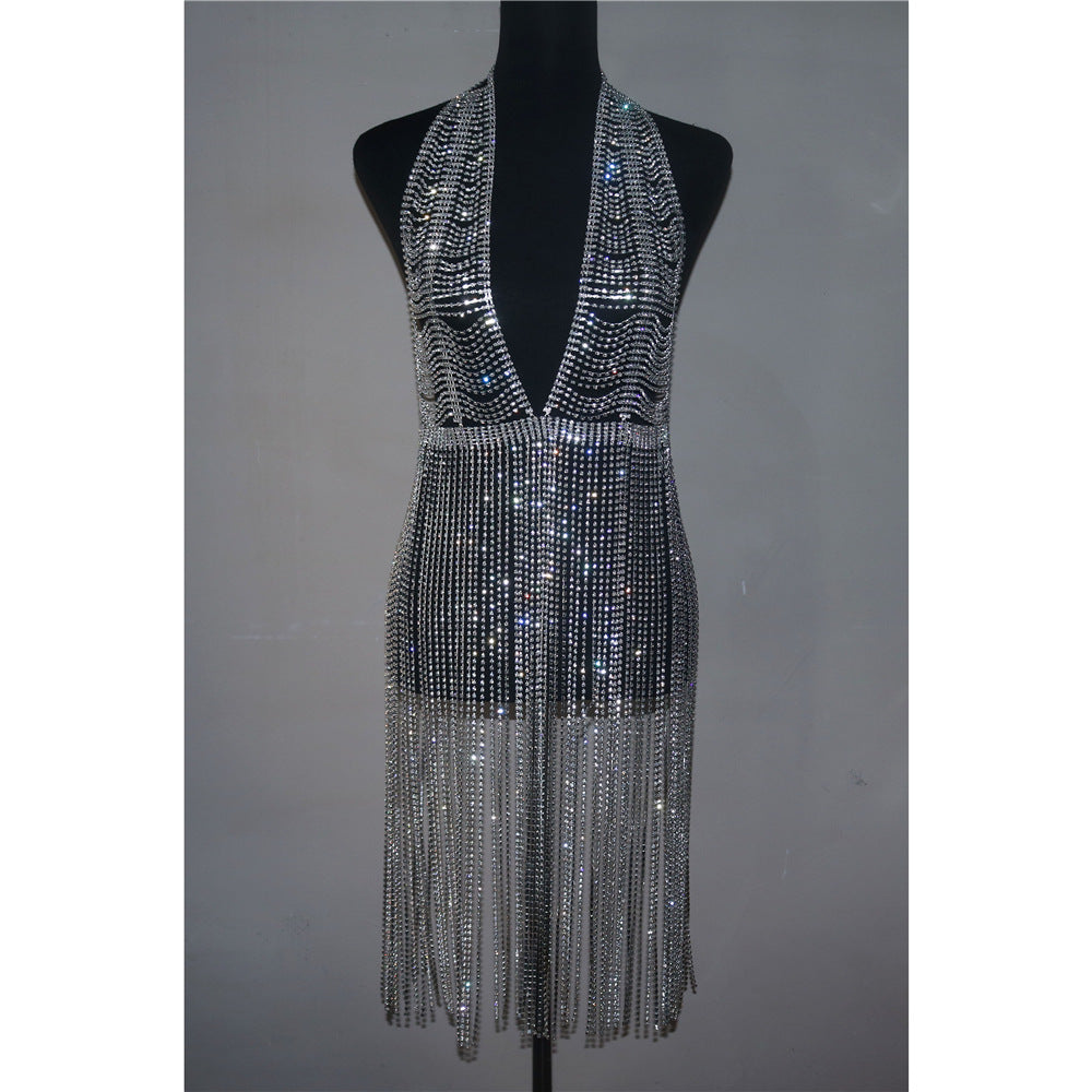 Cadena de cuerpo de lujo para mujer, vestido de moda, estilo llamativo