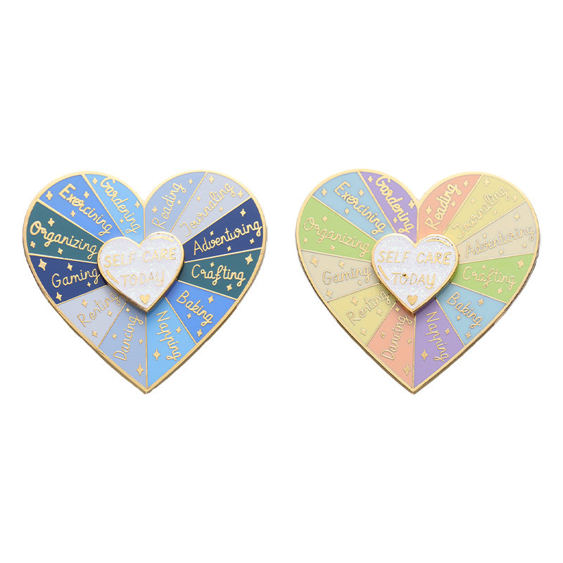 Distintivo giratorio con forma de corazón doble capa para mujer