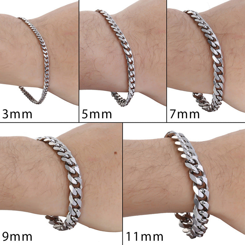 Pulsera de acero inoxidable para hombre y mujer, estilo hip hop, sencilla