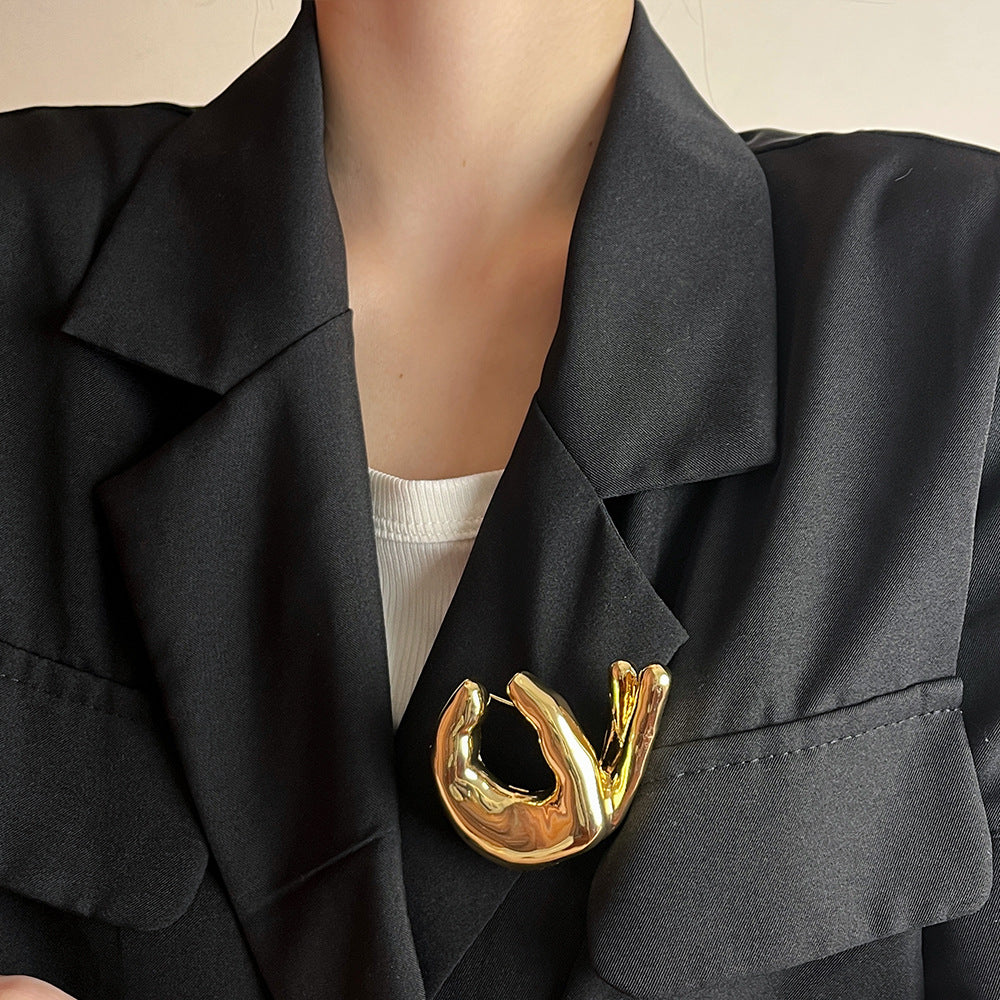 Broche de metal Gesto OK, Pin de moda que combina con todo, Accesorios de ropa