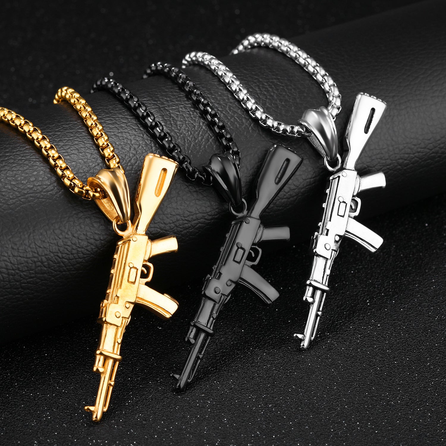 Herren AK47 Titanstahl Street Hip-Hop Dominante Edelstahl-Gewehrkette
