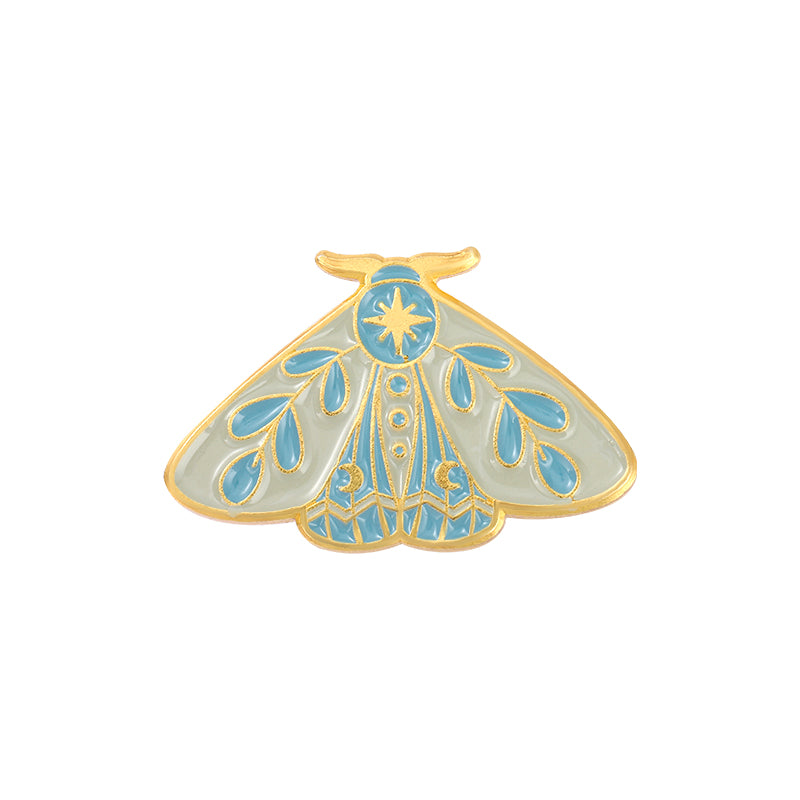 Broche de mujer de esmalte vintage con estrella y luna, insignia dorada, joyería de animales