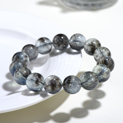 7A Natürliches schwarzes Aquamarin-Kugelarmband
