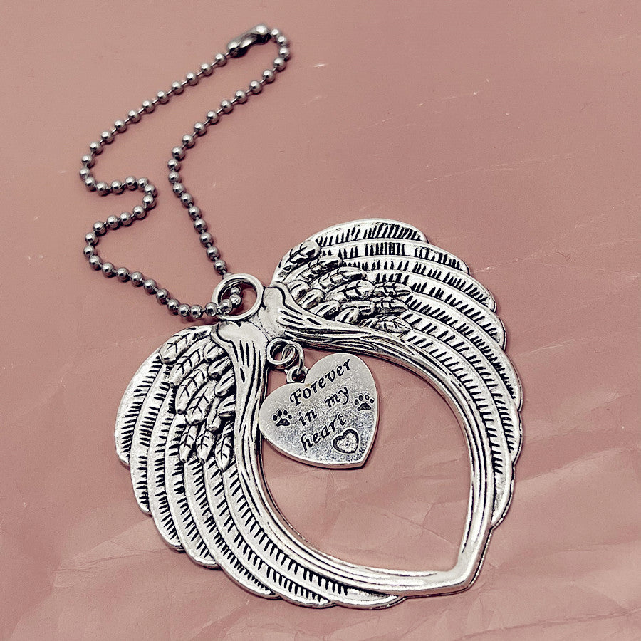 Forever In My Heart Pet Commemorative Wings Car Rearview Mirror Christmas Tree Pendant