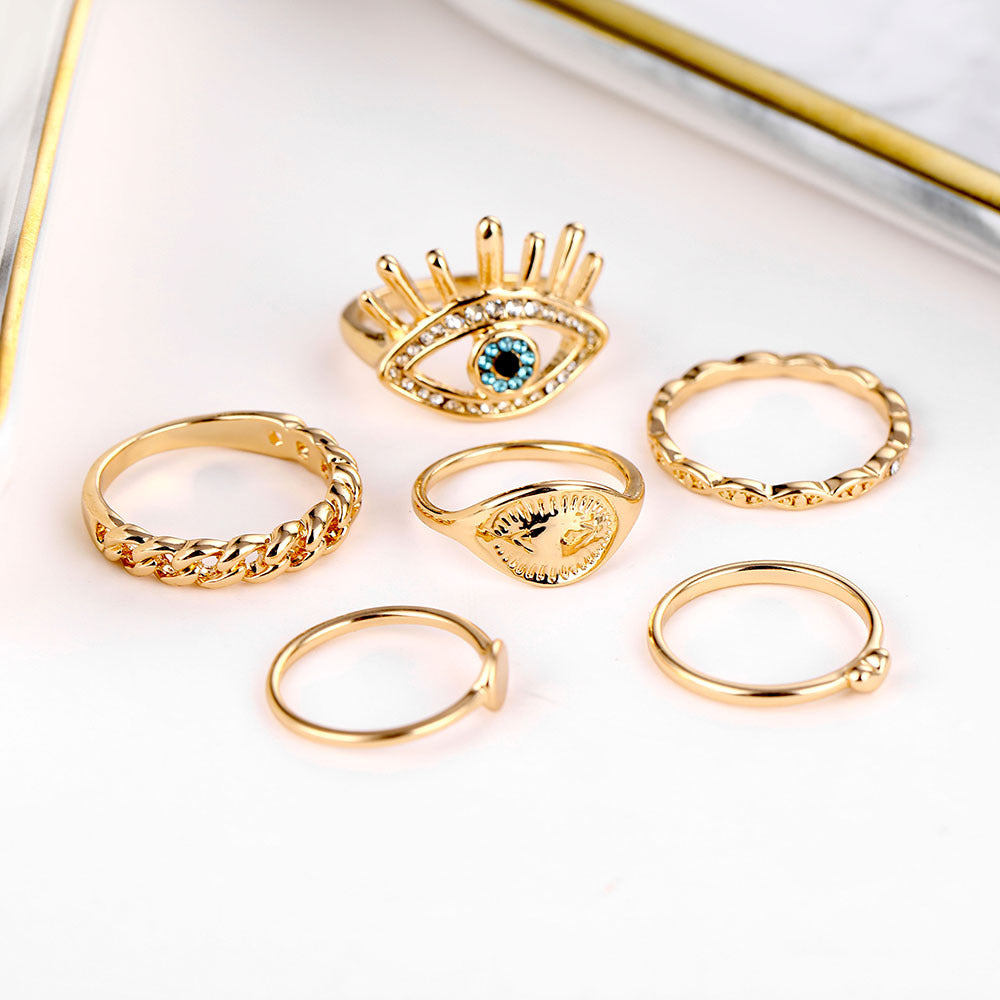 RingeEuropäischer und amerikanischer Retro-Ring "New Eye Love", 6-teiliges Set