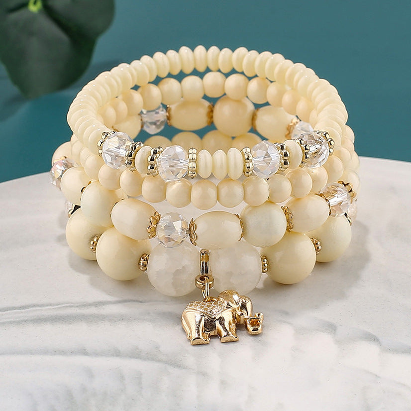 Pulsera de cristal con colgante de elefante de moda para mujer