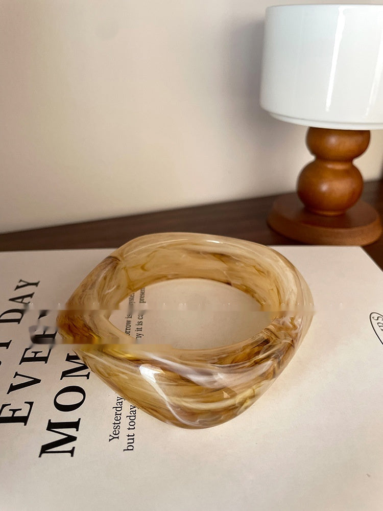 Irregular Wide-brimmed Acrylic Acetate Bracelet For Women