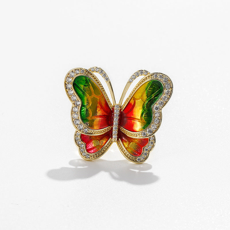 Mode Schmetterling Design Süßwasserperlen Halskette Ring Dreiteiliges Ohrring-Set