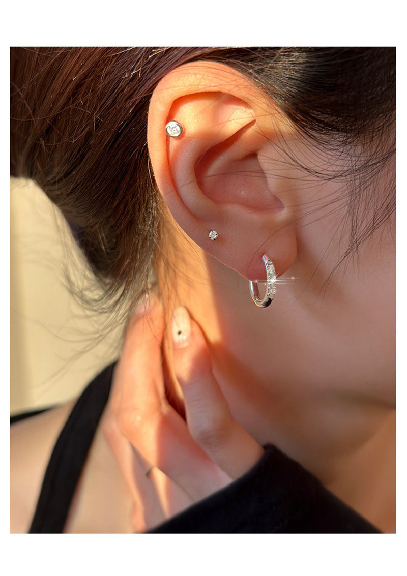 Geometrischer Strass-Zirkonia-Ohrenclip für Damen, schlicht