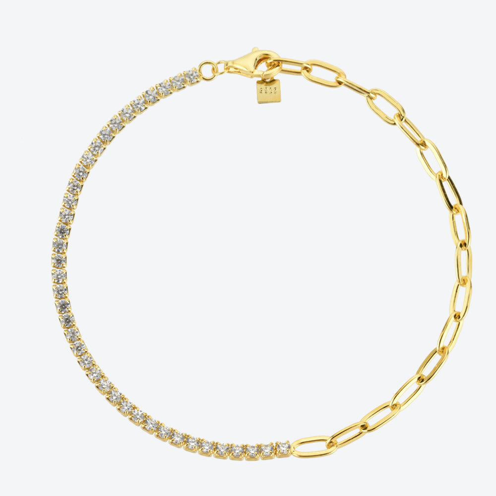 S925 Sterling Silver Diamond Stitching Adjustable Bracelet