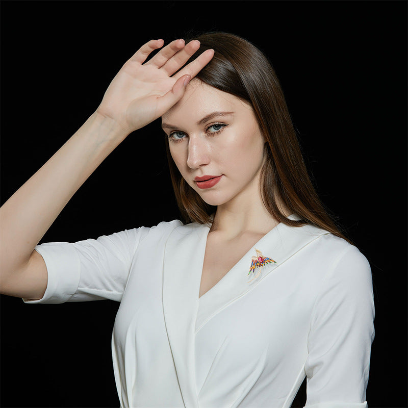 Broche fénix de lujo ligero de alta gama para mujer