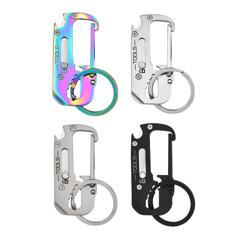 Llavero multifuncional de acero inoxidable con navaja de bolsillo