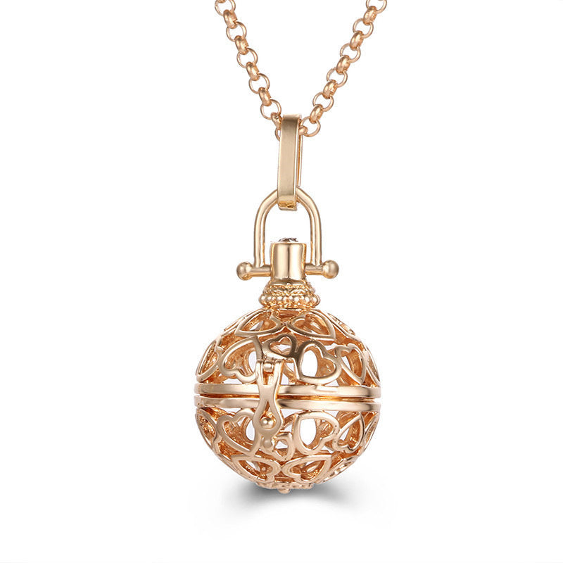 Collar hueco de aromaterapia con jaula de circonita, difusor de aceites esenciales, caja de perfume, accesorios antiguos para ropa tradicional Han