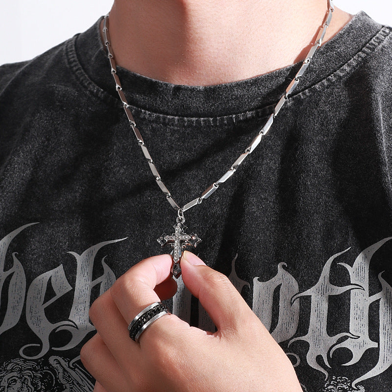 Herrenmode Kreuzanhänger Halskette Mit Diamanten