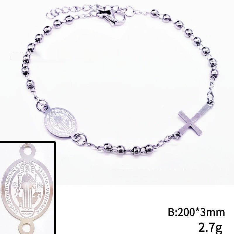 Stainless Steel Bead Cross Bracelet Jewelry Accessories