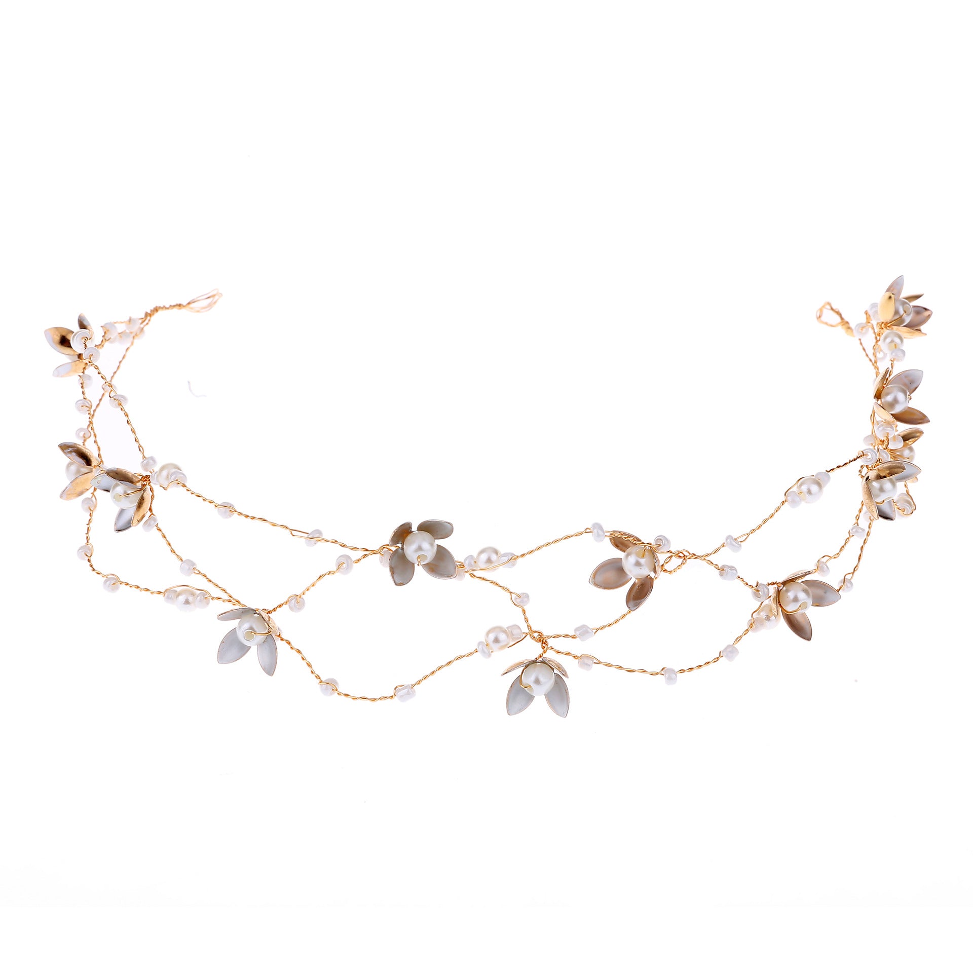 Handgefertigtes Blumen-Perlen-Braut-Stirnband Diadem