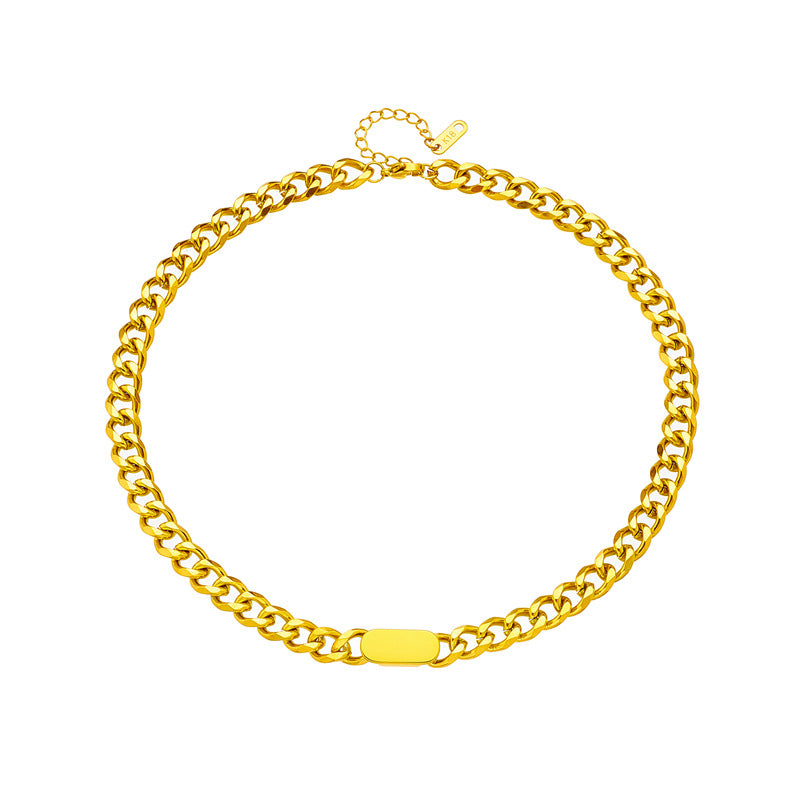 All-Match Gold Titanstahl Hip Hop Damen Herren Chunky Halskette