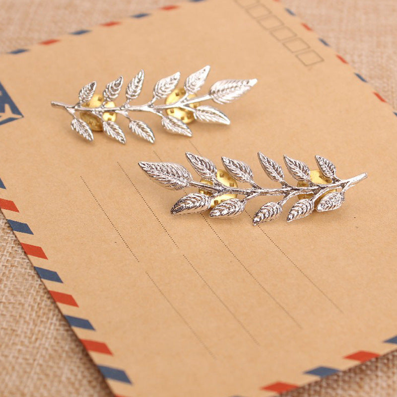 Elegante Blattbrosche, Anstecknadel für Hemdkragen, Anzugkragen-Schnalle, Corsage