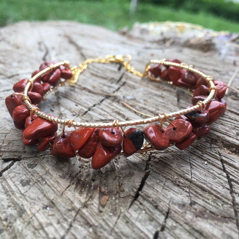 Pulsera de cuentas de hilo de cristal natural para joyería de moda, bricolaje, irregular para mujer