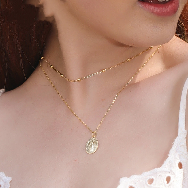 S925 Vintage Cameo Necklace Simple Personality Oval Necklace For Women Jewelry