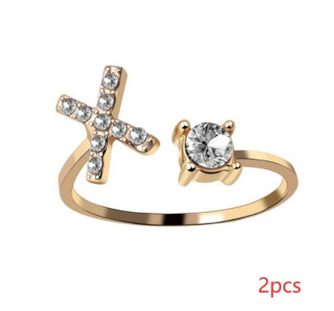 Nuevo Diseño Anillo Ajustable con Letra Inicial 26 Joyería de Moda para Mujeres Joyería Simple y Elegante