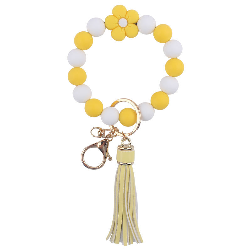Llavero Pulsera de Silicona de Flores de Dibujos Animados