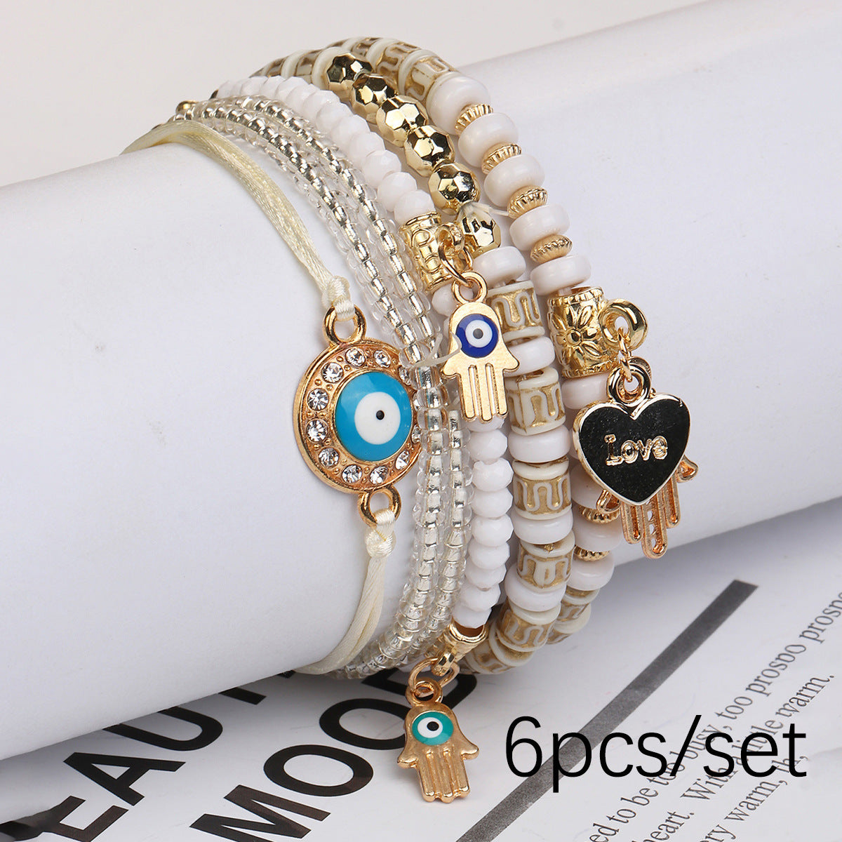 Pulsera de cuerda trenzada ajustable de varias capas y elementos múltiples