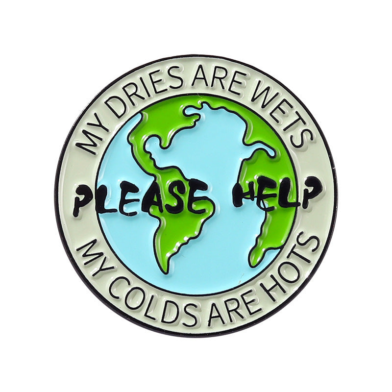 Broche creativo con forma de Tierra de dibujos animados para proteger el planeta