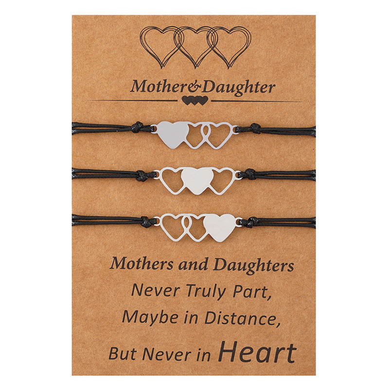 Edelstahl Herz Muttertag Handgeflochtenes Armband-Set