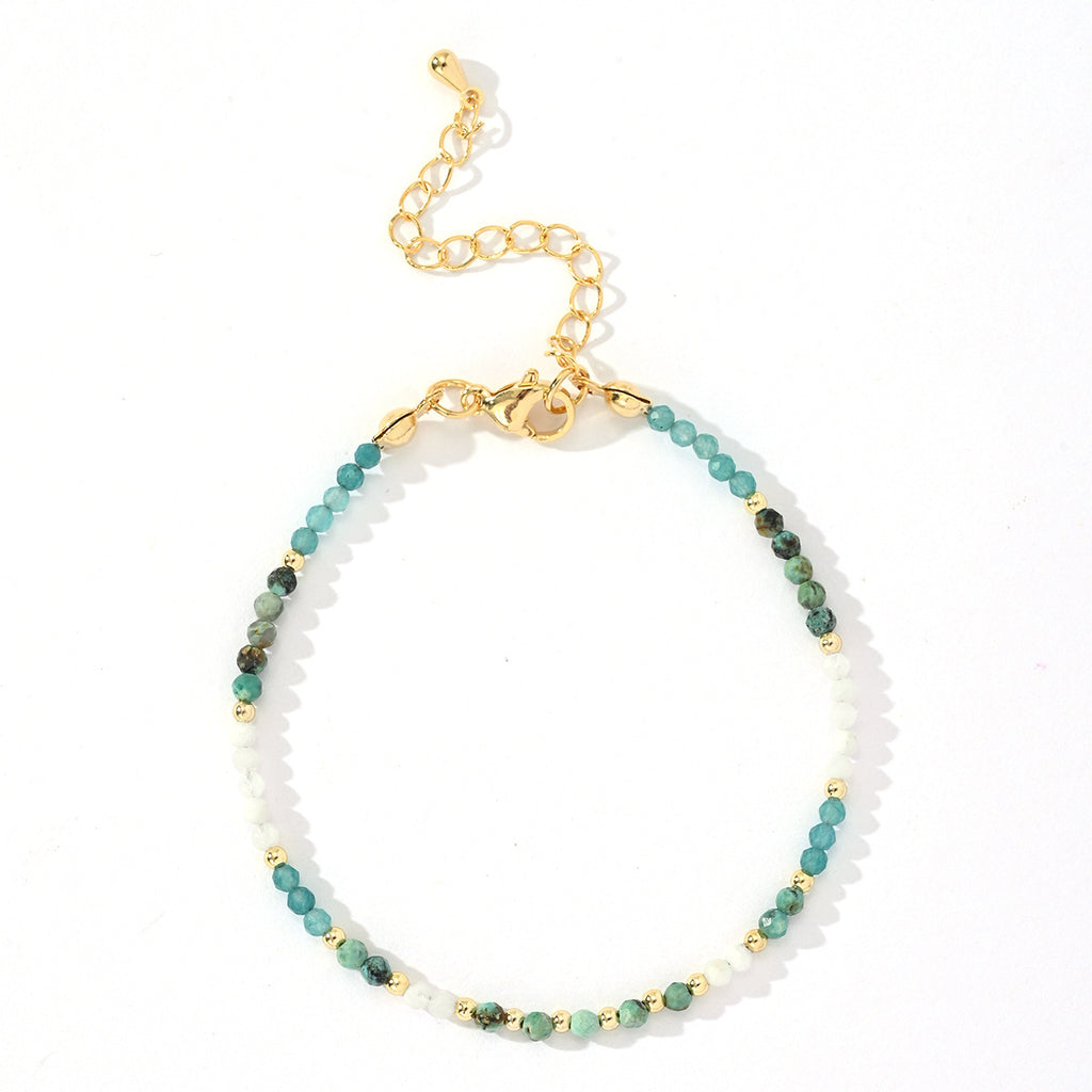 Pulsera de cuerda con cuentas de piedra natural estilo bohemio para mujer