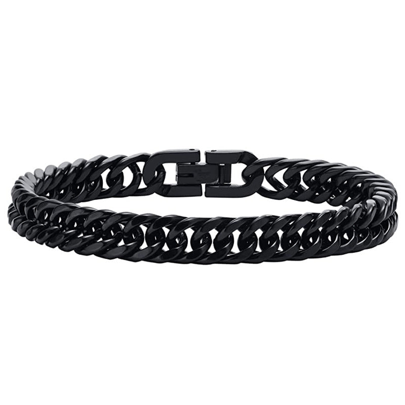 Stainless Steel Four-side Grinding Punk Hip Hop Domineering Personalized Men's Bracelet