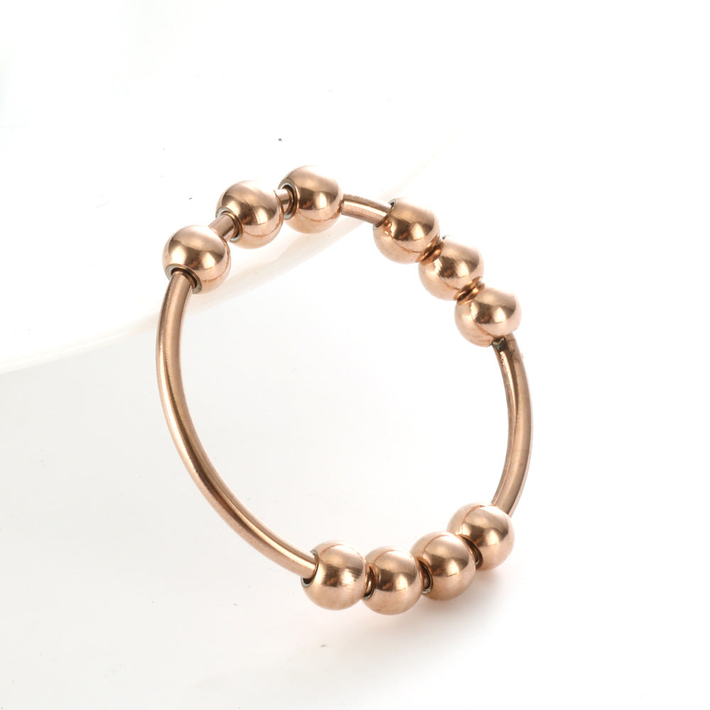 Anillo de descompresión con cuentas giratorias de acero inoxidable para meditación