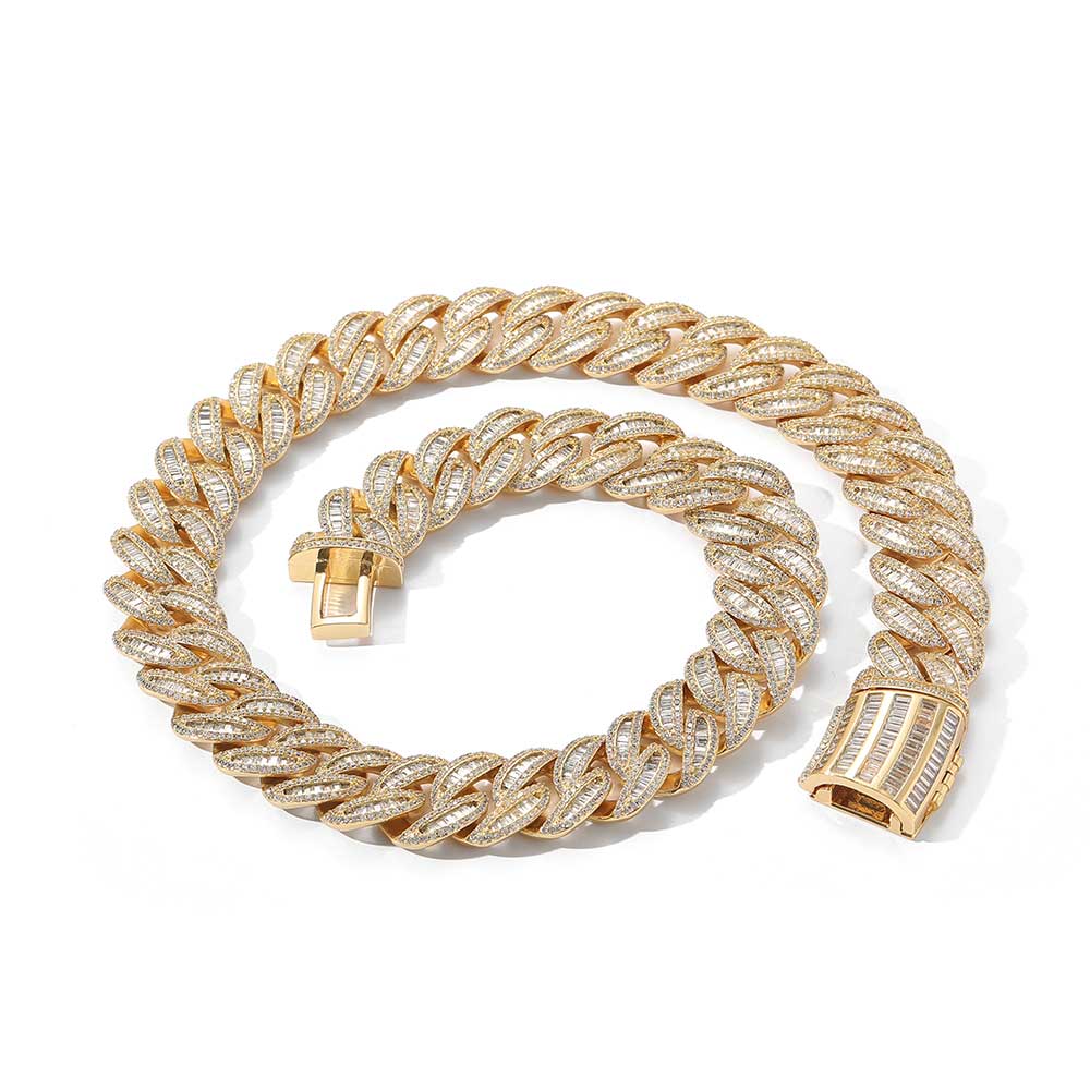 Hip Hop 15mm20mm Halskette Miami Schnalle Kubanische Kette Echt Vergoldet Armband